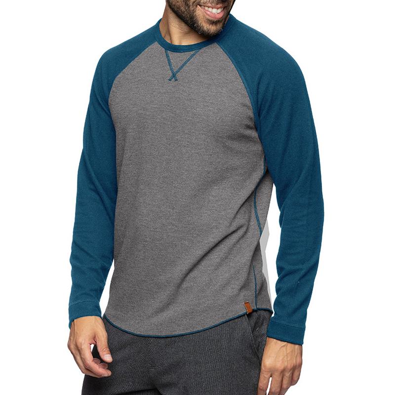Emidio | Casual T-shirt met lange mouwen voor heren - Color Block, Zacht katoen, Slim Fit