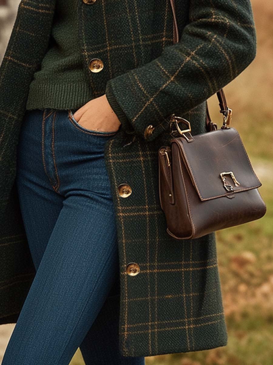 Zailah | Elegante vintage geruite wollen jas voor dames, knoopsluiting, warme winterjas