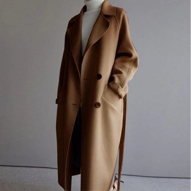 Olythea | Dames Lange Trenchcoat van Cashmere – Elegante Overjas, Winterjas, Luxe Jas