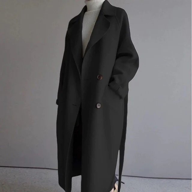 Olythea | Dames Lange Trenchcoat van Cashmere – Elegante Overjas, Winterjas, Luxe Jas
