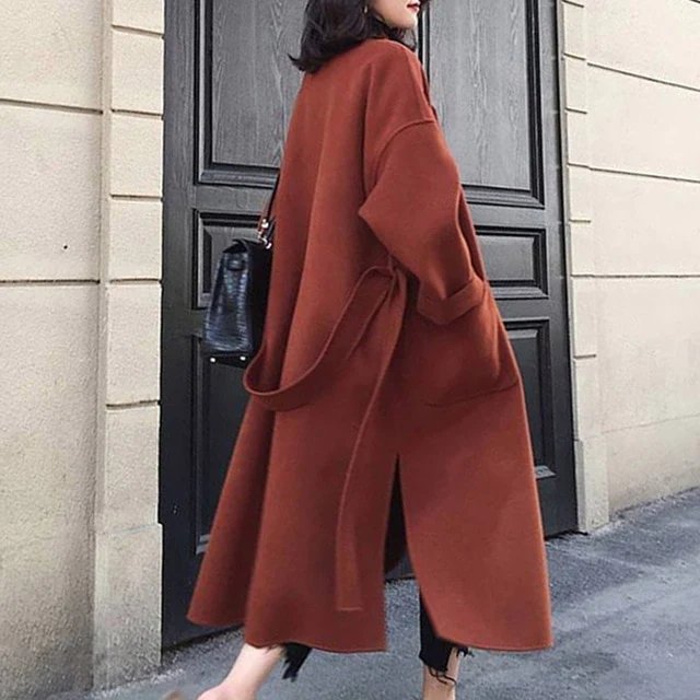 Olythea | Dames Lange Trenchcoat van Cashmere – Elegante Overjas, Winterjas, Luxe Jas