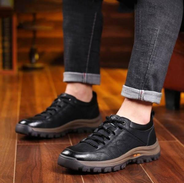 Strovix | Handgestikte leren casual schoenen voor heren – schokbestendig, ergonomisch, outdoor- en werkschoenen