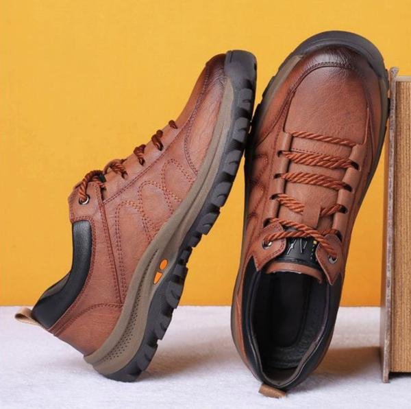 Strovix | Handgestikte leren casual schoenen voor heren – schokbestendig, ergonomisch, outdoor- en werkschoenen
