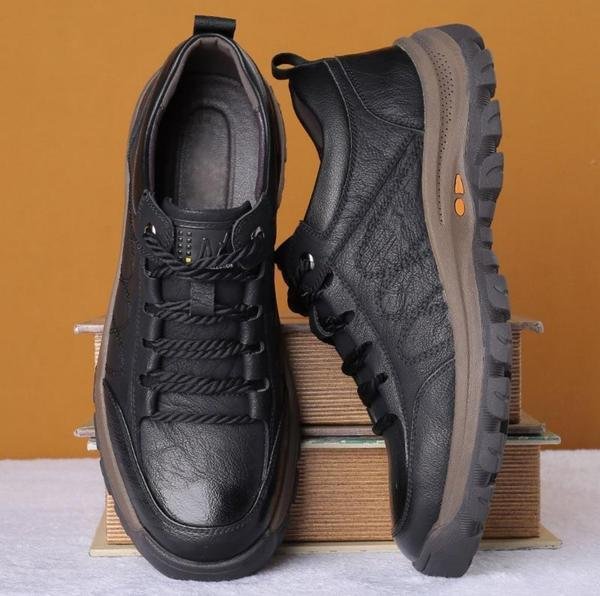 Strovix | Handgestikte leren casual schoenen voor heren – schokbestendig, ergonomisch, outdoor- en werkschoenen