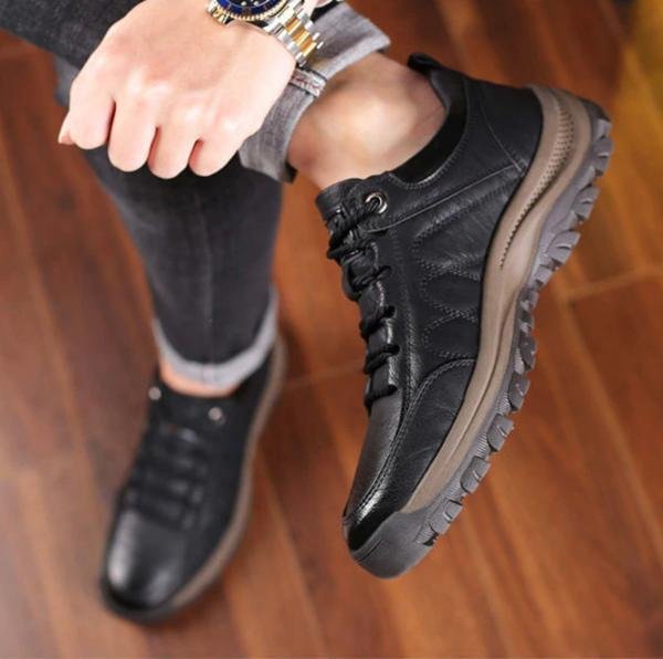 Strovix | Handgestikte leren casual schoenen voor heren – schokbestendig, ergonomisch, outdoor- en werkschoenen