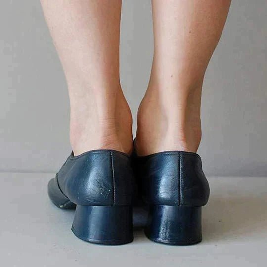 Inga | Vintage Leren Schoenen met Ronde Teen - Klassieke Comfortabele Leren Damessandalen