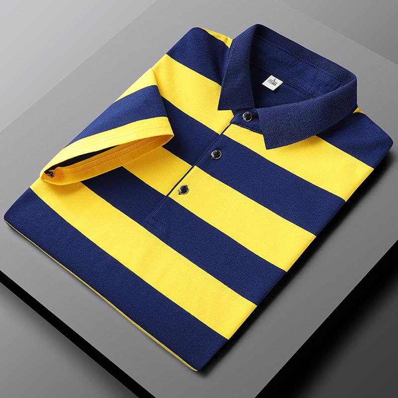 Boriel | Herenpolo gestreept katoen - casual piqué gebreid met korte mouwen, regular fit zomerstijl