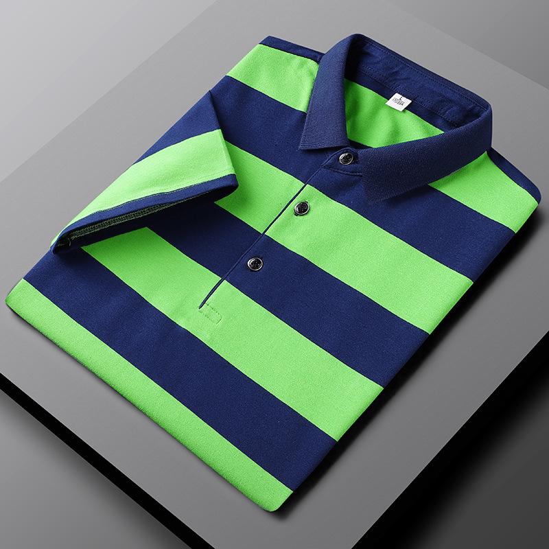 Boriel | Herenpolo gestreept katoen - casual piqué gebreid met korte mouwen, regular fit zomerstijl