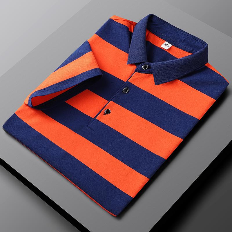 Boriel | Herenpolo gestreept katoen - casual piqué gebreid met korte mouwen, regular fit zomerstijl
