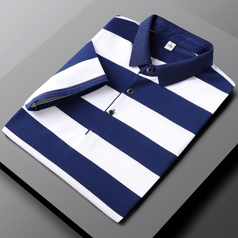 Boriel | Herenpolo gestreept katoen - casual piqué gebreid met korte mouwen, regular fit zomerstijl