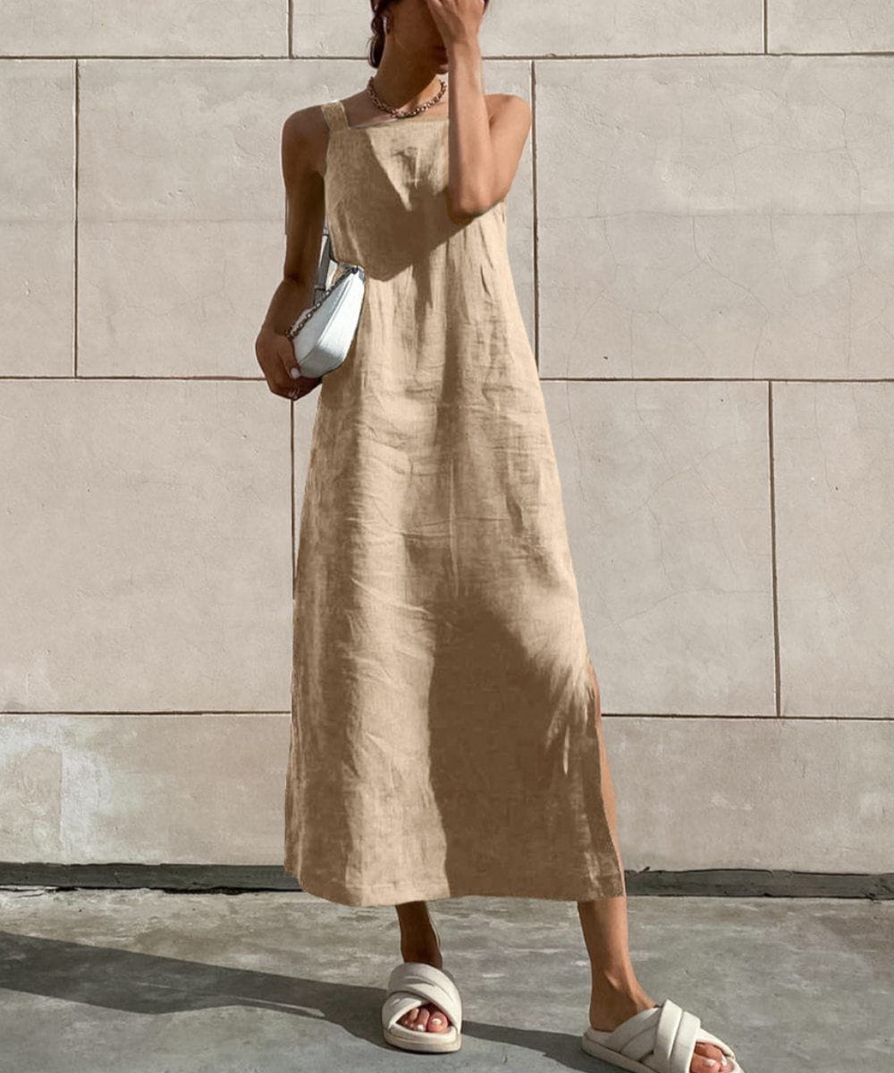 Lira | Mouwloze lange linnen zomerjurk - Lichtgewicht, minimalistisch, natuurlijke stof