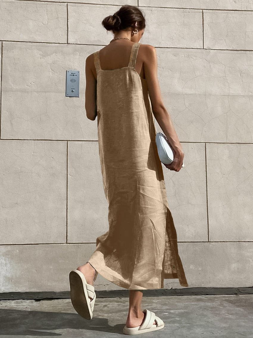 Lira | Mouwloze lange linnen zomerjurk - Lichtgewicht, minimalistisch, natuurlijke stof
