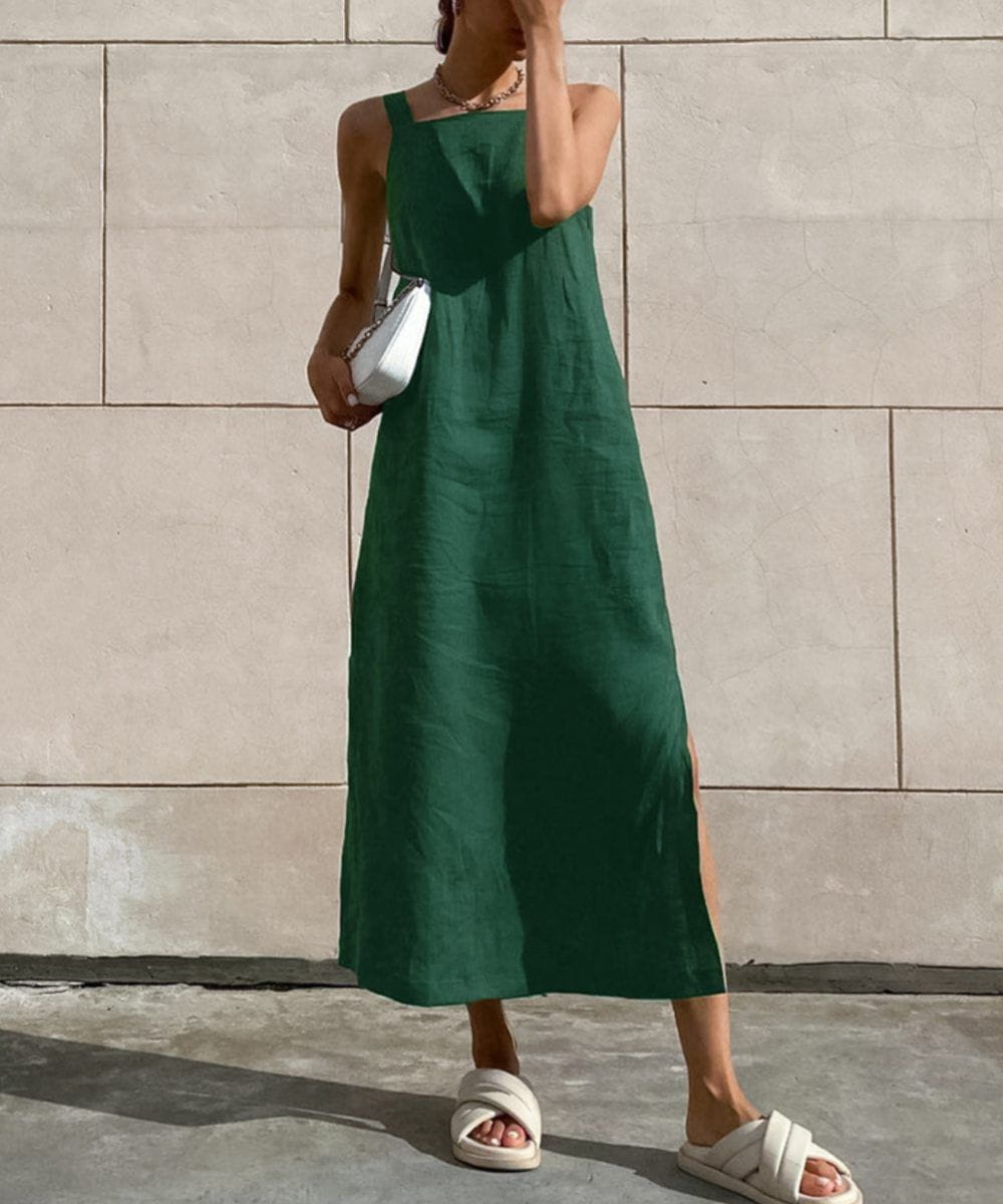 Lira | Mouwloze lange linnen zomerjurk - Lichtgewicht, minimalistisch, natuurlijke stof