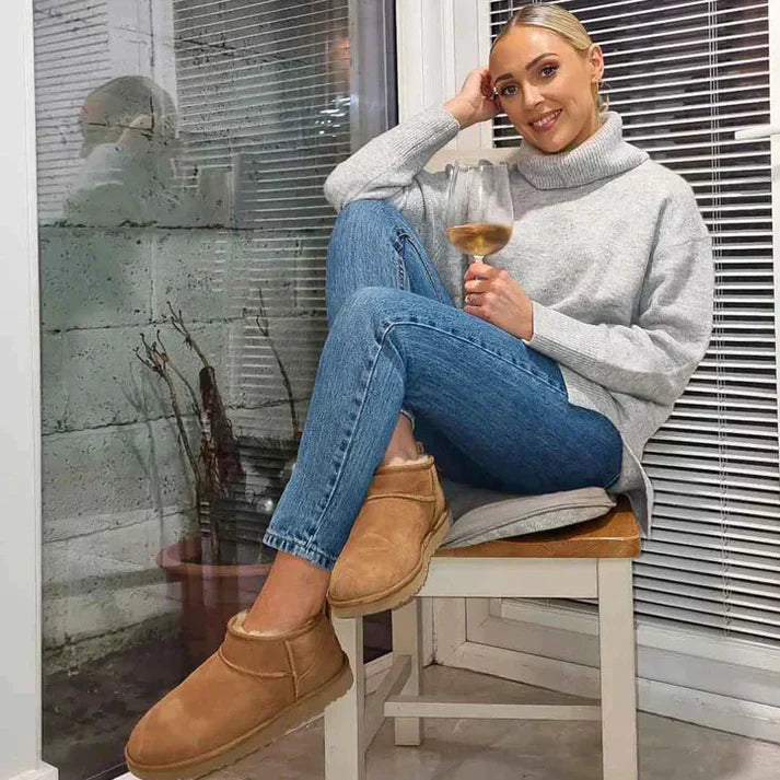 ToastWalk | Warme plateaulaarzen met bontvoering voor vrouwen - Winterschoenen, Gezellige Slip-On Enkellaarzen