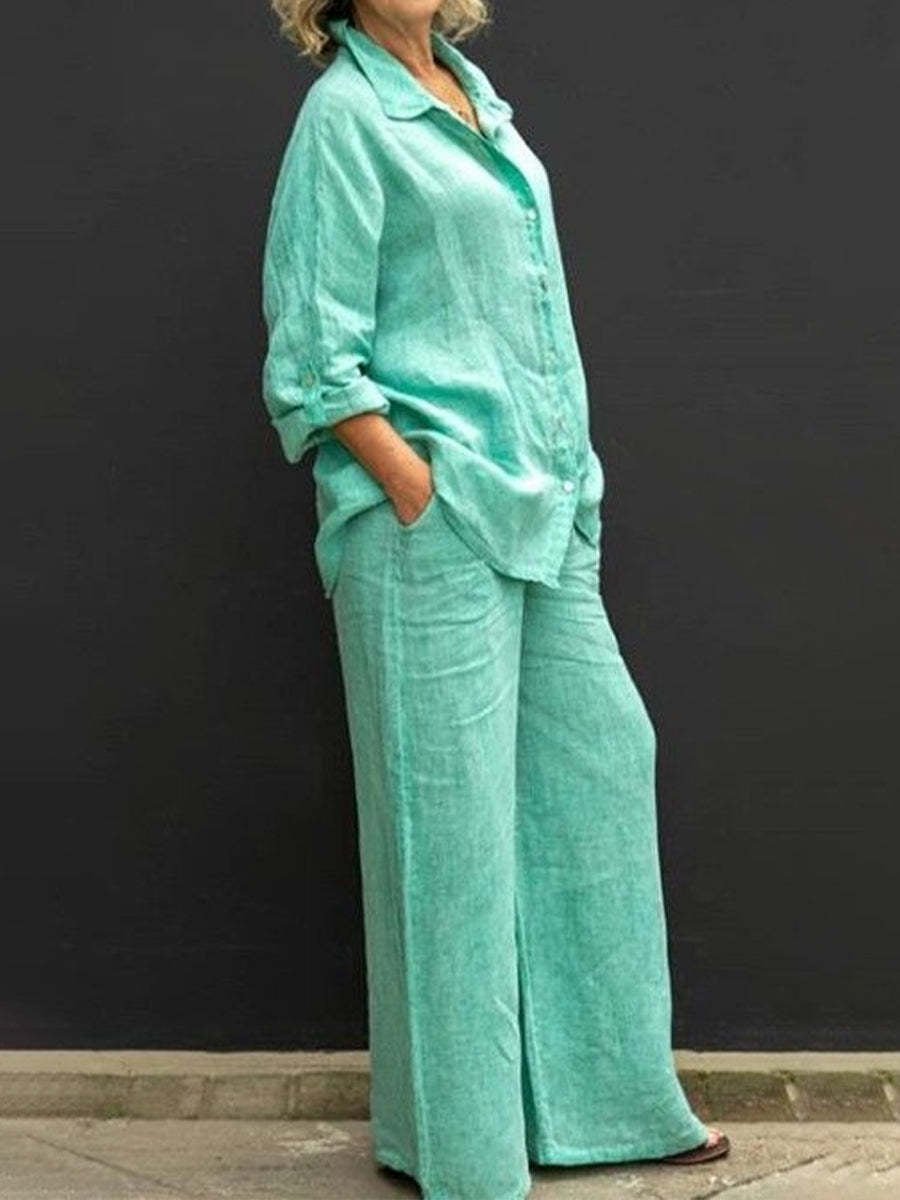 Fatoska | Dames Set Katoen-Linnen - Losjes, Ademend, Casual, Lichtgewicht Outfit