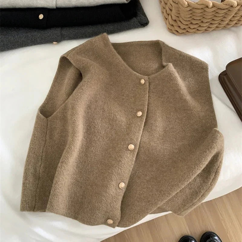 Rosyra | Stijlvolle Dames Mouwloze Gebreide Gilet – Knopen Vest, Casual Chic Layering Trui