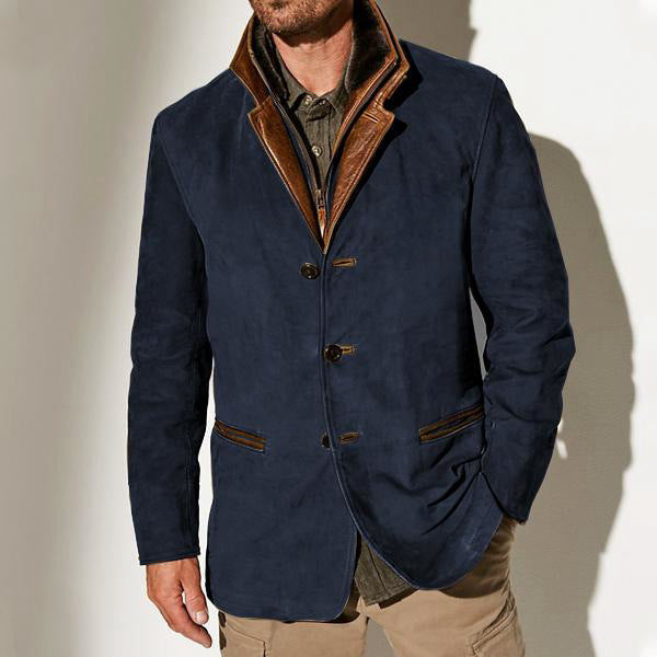 Olai | Vintage jas met leren look – Klassieke getailleerde pasvorm, casual en formele bovenkleding
