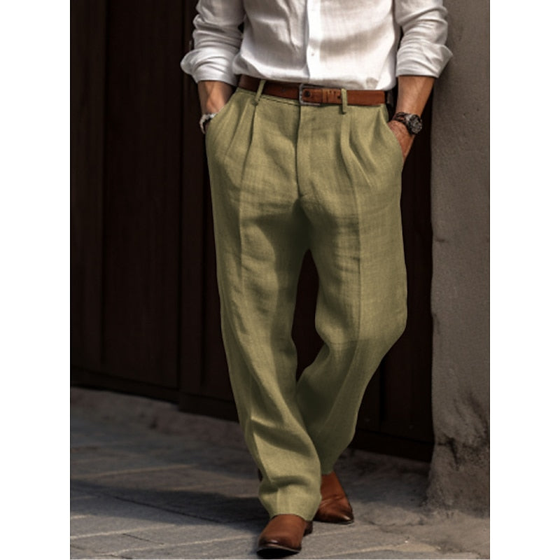 Alarion | Heren linnen broek – Relaxed fit, comfortabele broek, casual, lichtgewicht en ademend