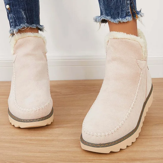 WinterLuxe | Dames enkellaarsjes met voering van imitatiebont – antislip, warme winterlaarsjes