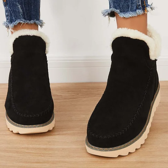 WinterLuxe | Dames enkellaarsjes met voering van imitatiebont – antislip, warme winterlaarsjes