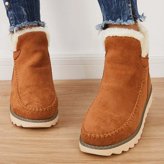 WinterLuxe | Dames enkellaarsjes met voering van imitatiebont – antislip, warme winterlaarsjes