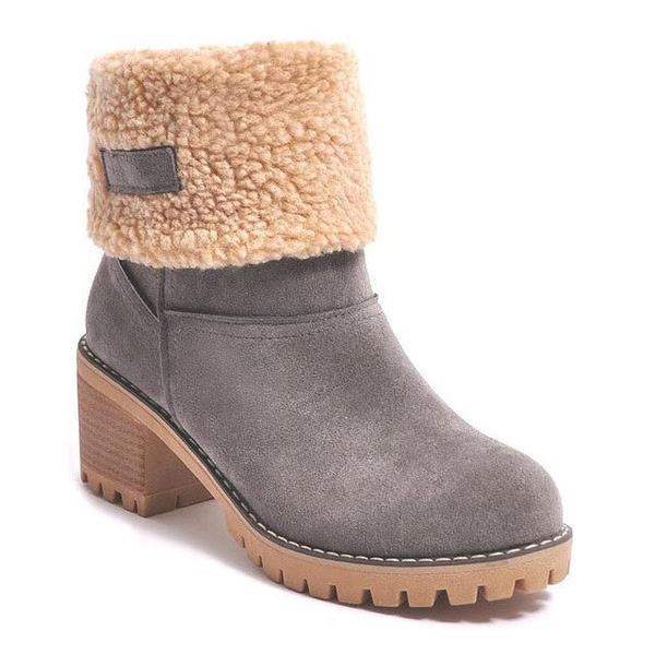 SnowGlam | Dames suède snowboots met blokhak – gevoerd met fleece, warm winterschoeisel