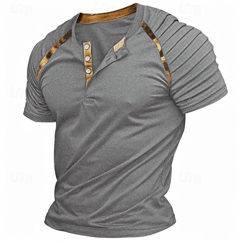 Rolly | Klassiek Henley T-shirt met getextureerde details - Casual stijl voor elke gelegenheid