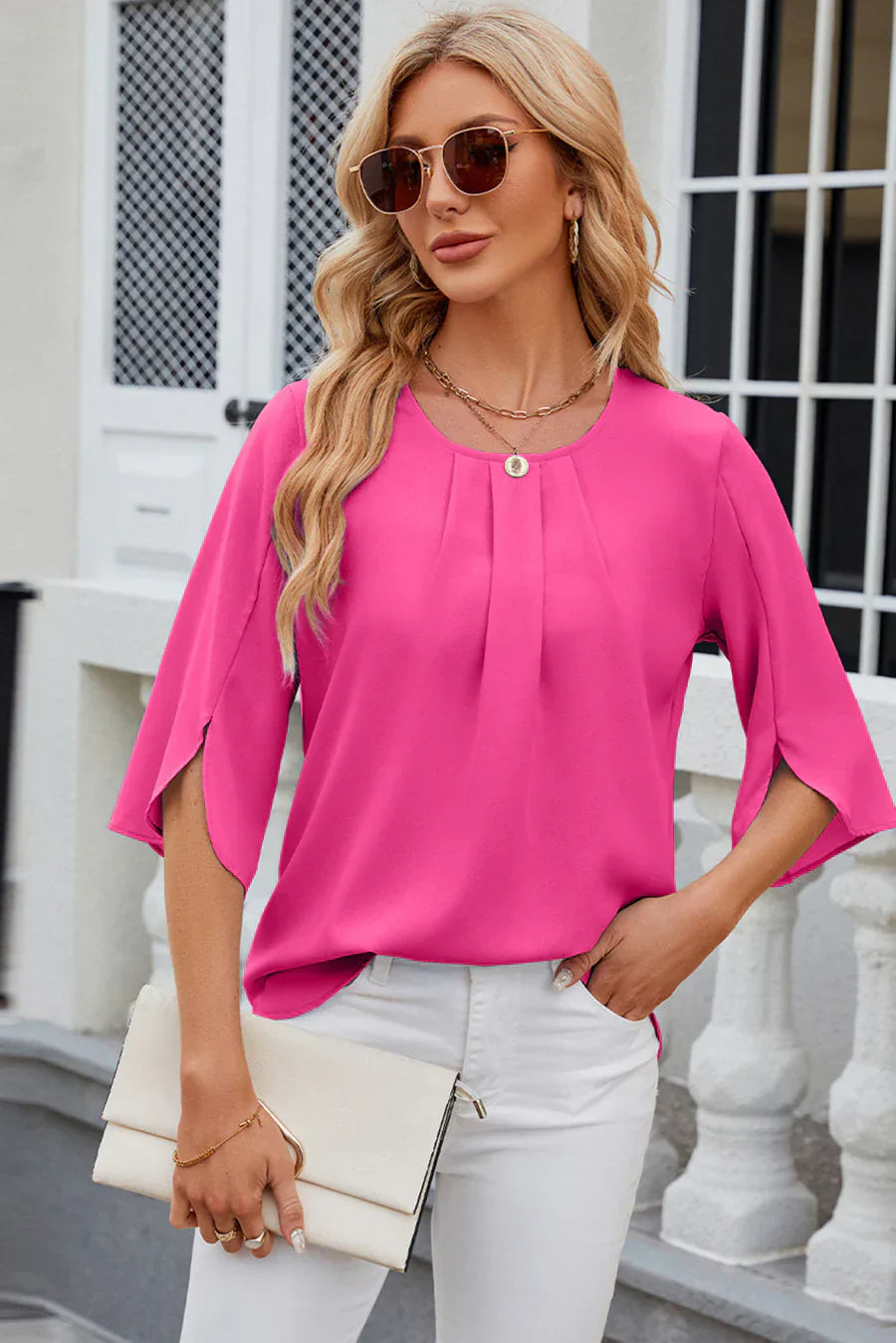 Gylvera | Damesblouse met klokmouwen - Elegante, vloeiende top met lange mouwen