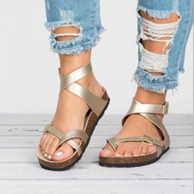 Zorka | Leren damessandalen met riempjes - Platte open zomersandalen