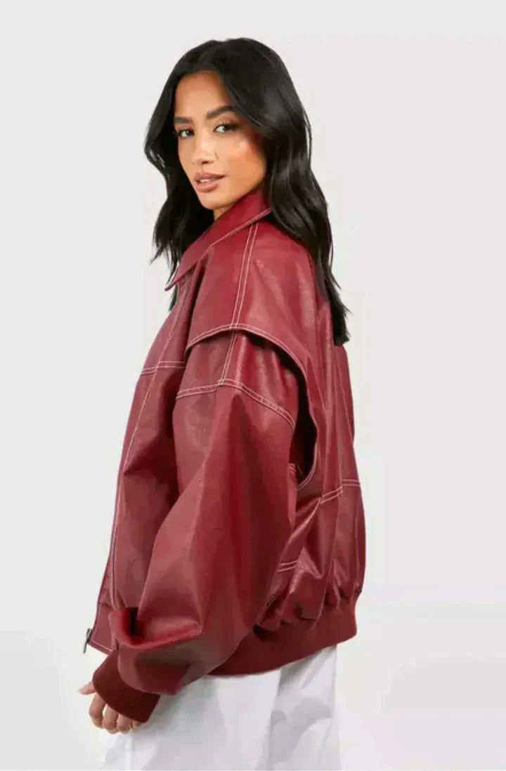 Amelina | Oversized damesjas, volledige ritssluiting, reverskraag, casual streetwear, herfst-winterjas