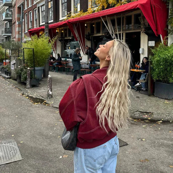 Amelina | Oversized damesjas, volledige ritssluiting, reverskraag, casual streetwear, herfst-winterjas