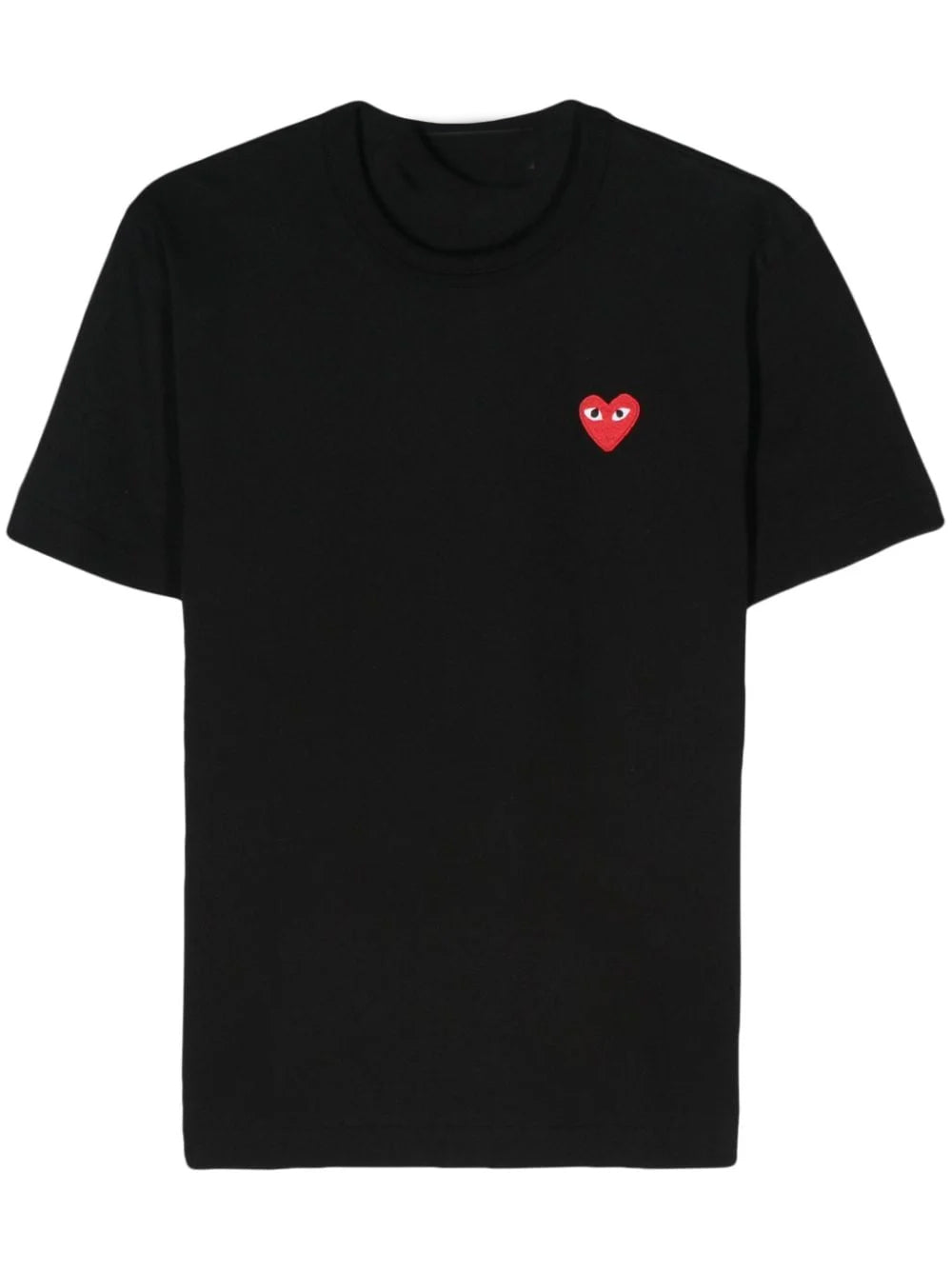 Mikko | Zwart uniseks T-shirt met ronde hals - Minimaal hartontwerp, korte mouwen