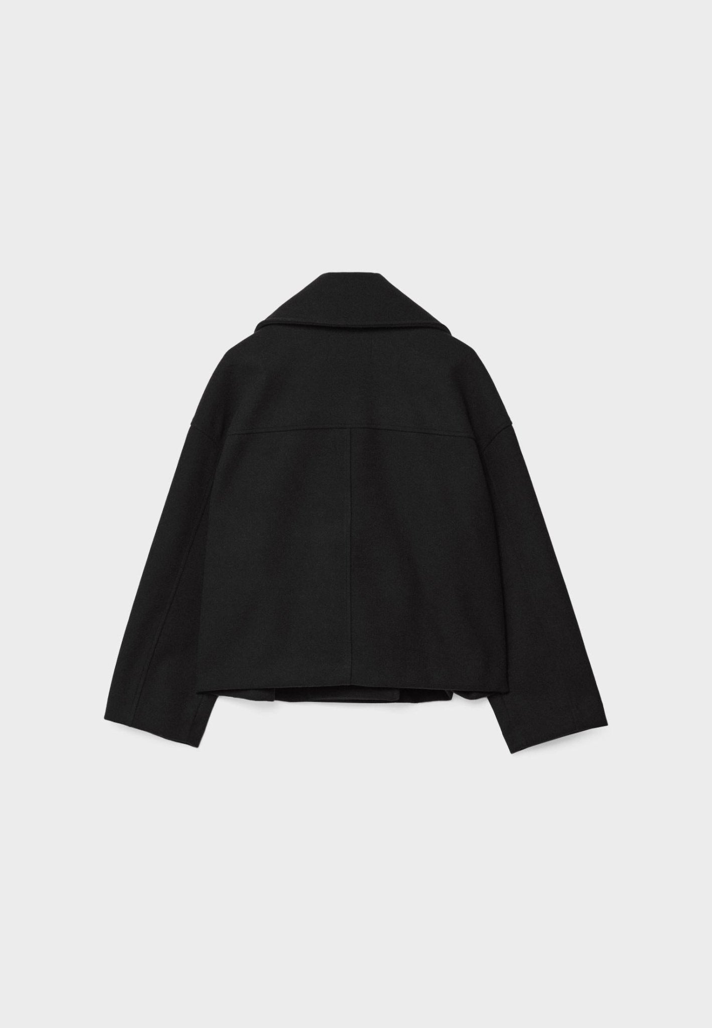 Xaviera | Korte winterjas voor dames met dubbele knoopsluiting – jas van wolmix met brede revers