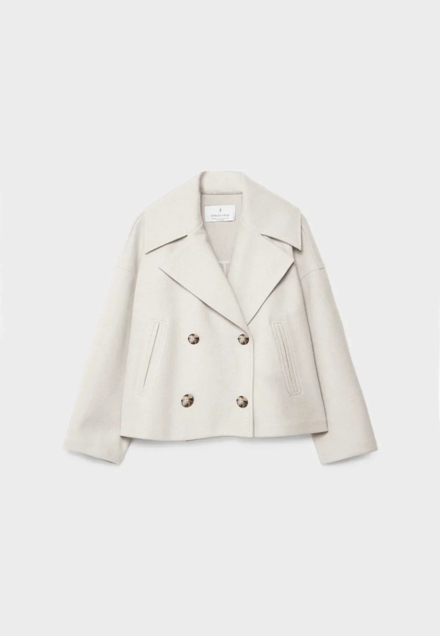 Xaviera | Korte winterjas voor dames met dubbele knoopsluiting – jas van wolmix met brede revers