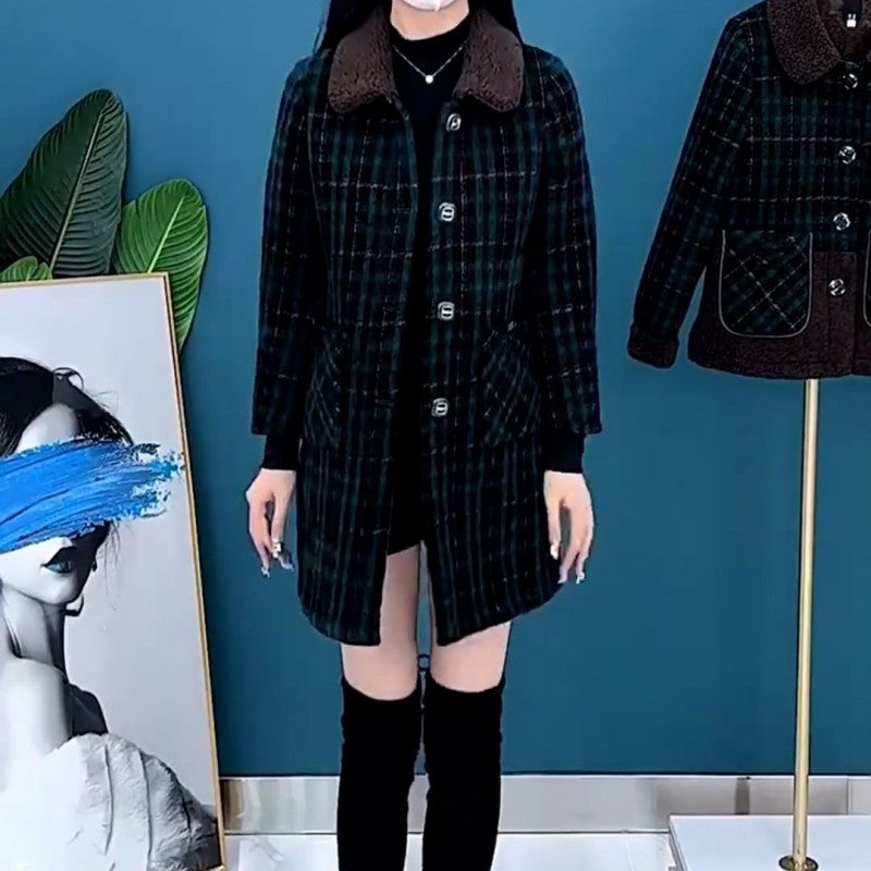 Marenella | Dikke, halflange winterjas voor dames – Warme fleecejas met revers, knoopsluiting en zakken