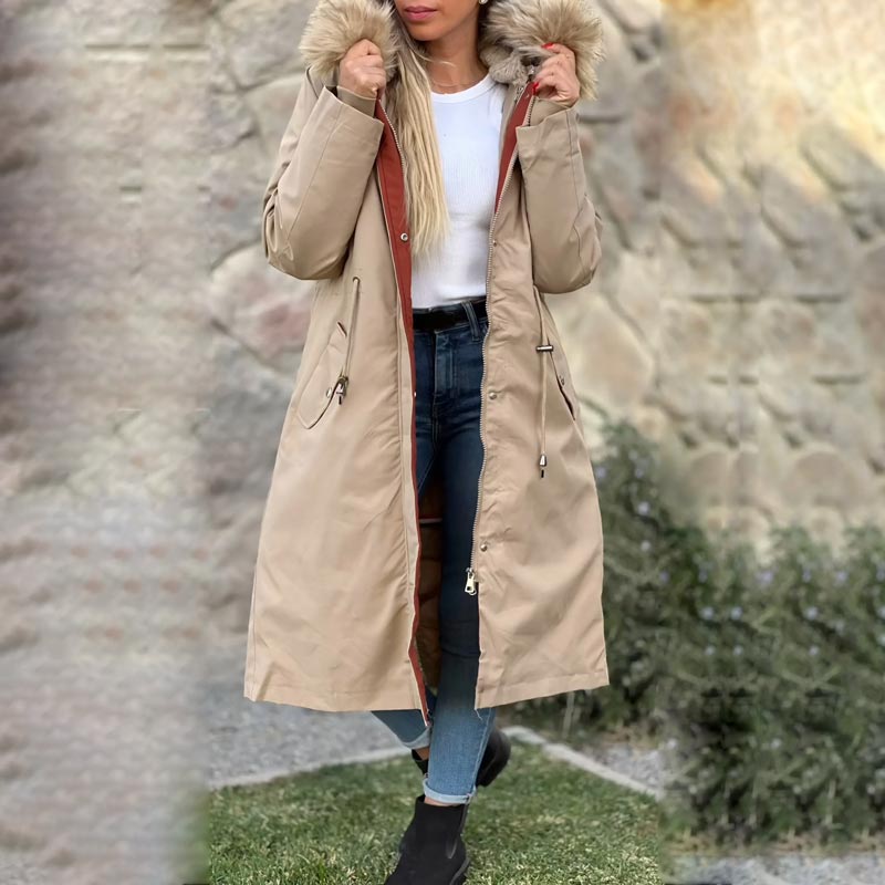 Evelora | Winterparka voor dames met capuchon en bontkraag – Casual, warme en stijlvolle bovenkleding