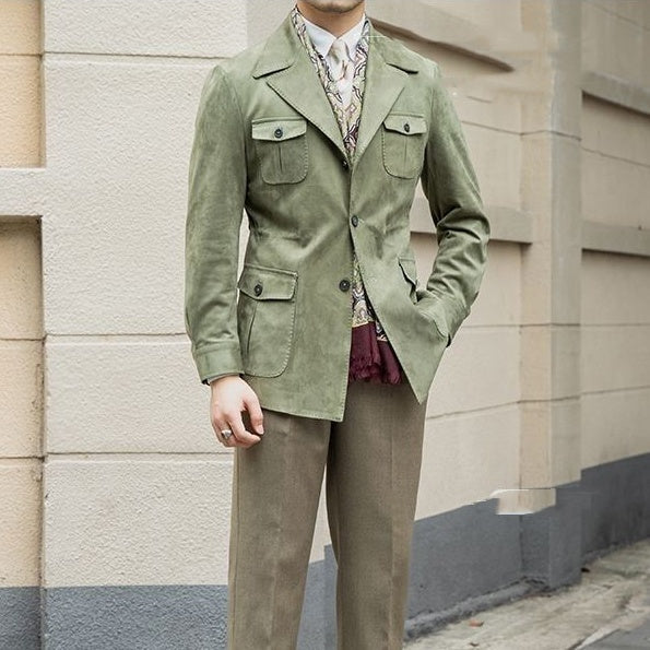 Auren | Herenblazer van imitatieleer met zakken – getailleerde pasvorm, zakelijk casual