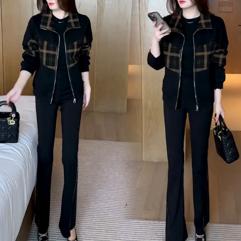 Calise | Warm geruit patchwork fleece jack – Winterjas met ritssluiting, casual geruite bovenkleding