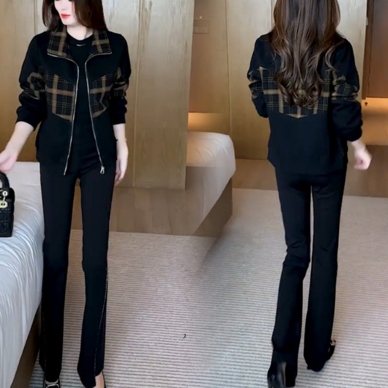 Calise | Warm geruit patchwork fleece jack – Winterjas met ritssluiting, casual geruite bovenkleding