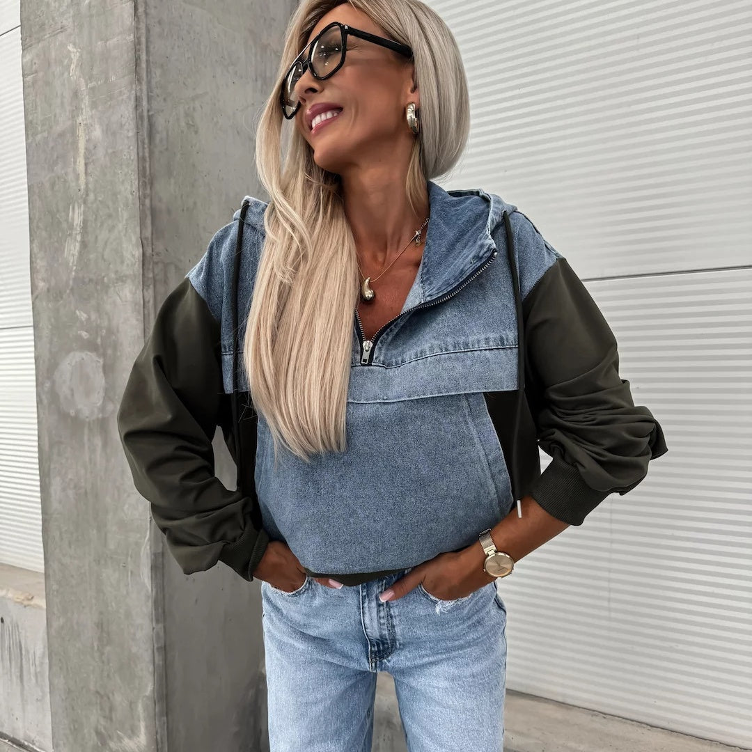 Ardina | Denim jas met capuchon en trekkoorden, casual streetstyle bovenkleding