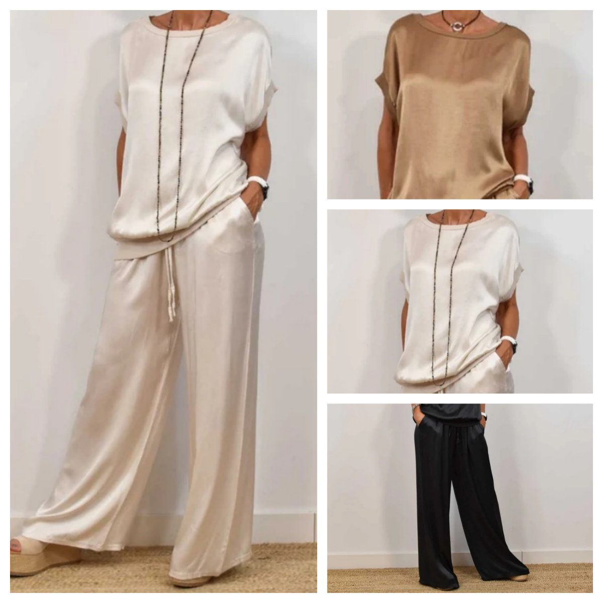 Zaki | Satijnen tweedelige set voor dames - elegante zomerse loungekleding