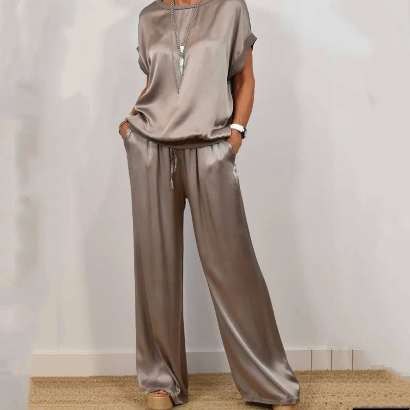 Gioia | Elegante Satijnen Outfit Set voor Dames - Relaxte pasvorm