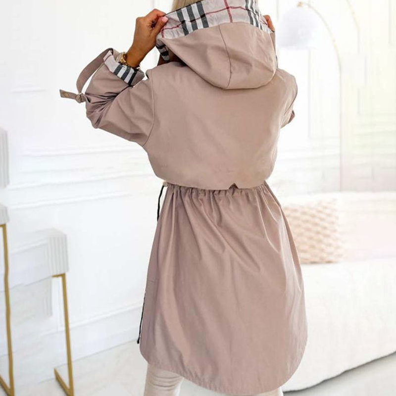 Meike | Lange windjack met capuchon en trekkoord voor dames