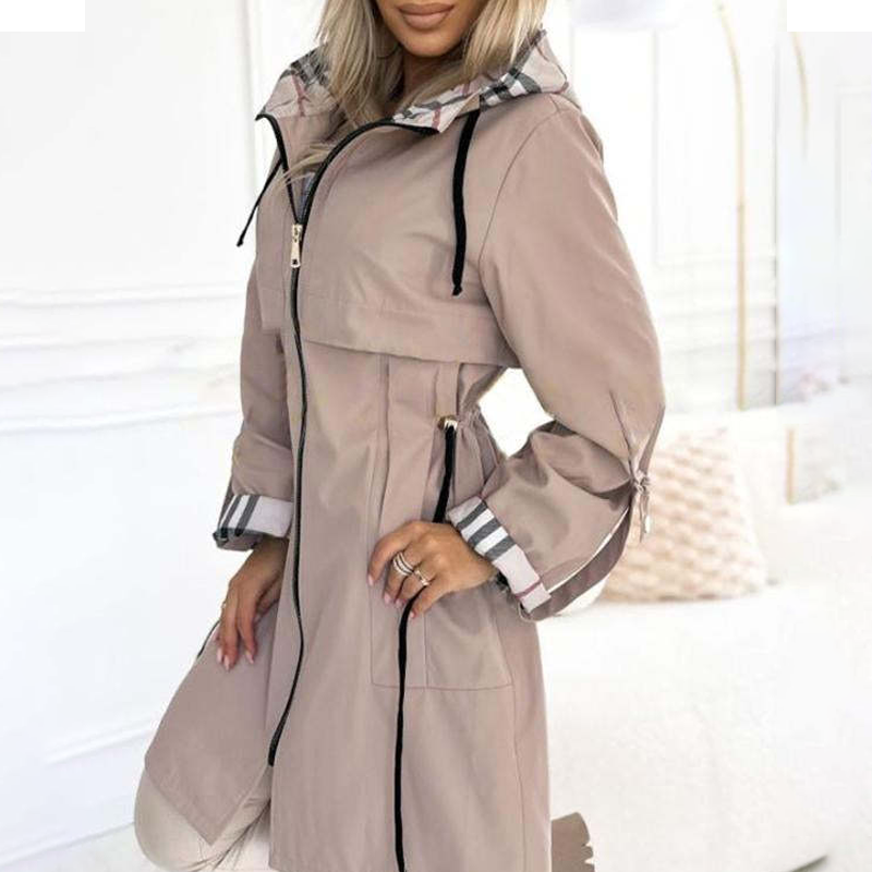 Meike | Lange windjack met capuchon en trekkoord voor dames