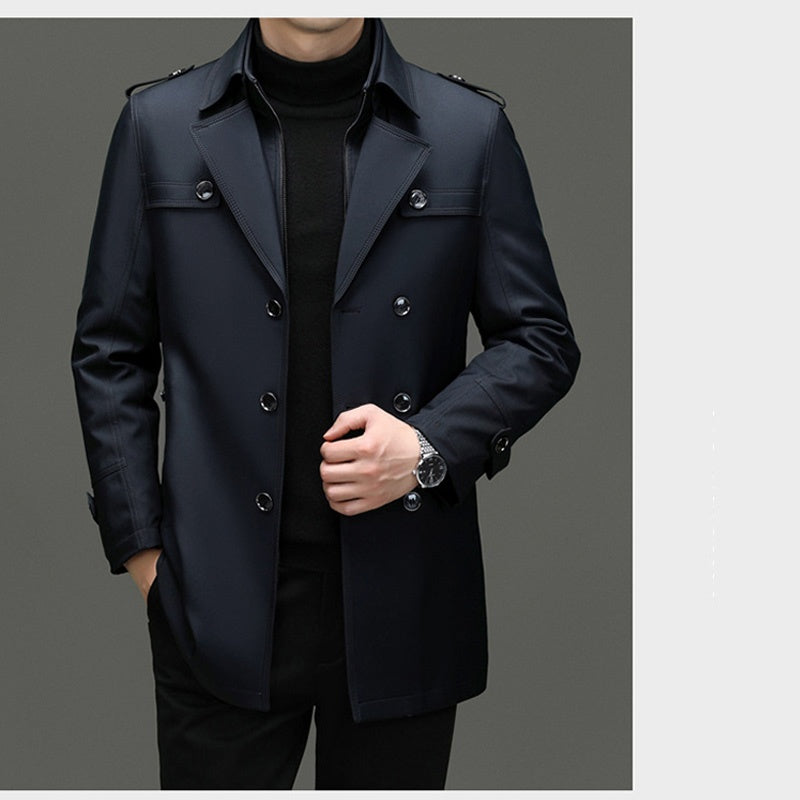 Kaerik | Klassieke herentrenchcoat van gemiddelde lengte met uitneembare voering – Herfst-/winterkleding