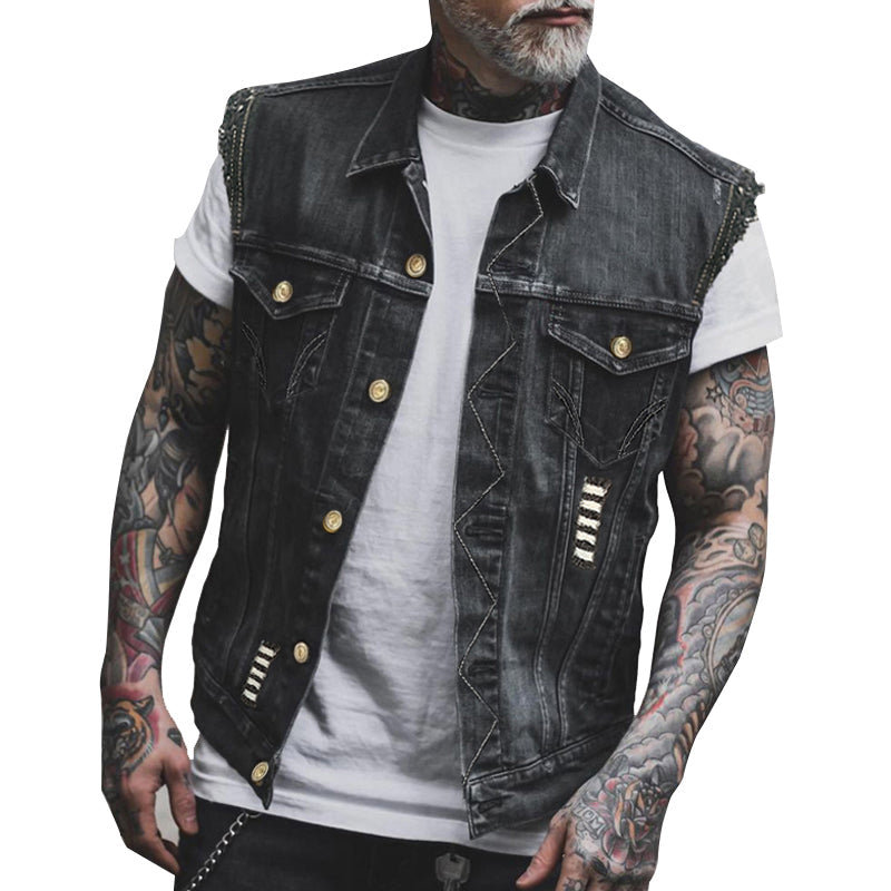 Wynlor | Heren mouwloos denim vest - stijlvolle casual Jean vest met zakken