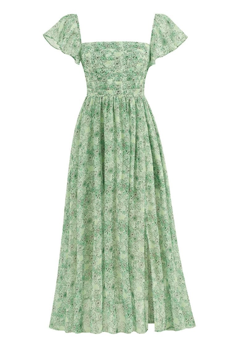 Venelle | Vrouwenjurk met bloemenprint en split - Elegante voorjaarsjurk, stijlvol bloemendesign