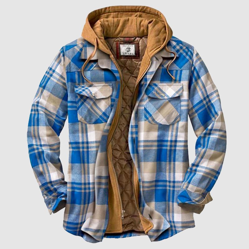 Ronel | Heren geruite herfstjas met capuchon – Lichtgewicht, comfortabel, casual