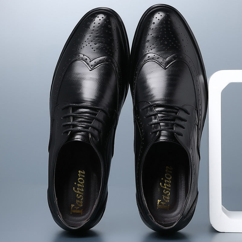 PrestigeStep | Heren Klassiek Oxford Brogue Dress Schoenen - Wingtip Veterschoenen Formeel Schoeisel