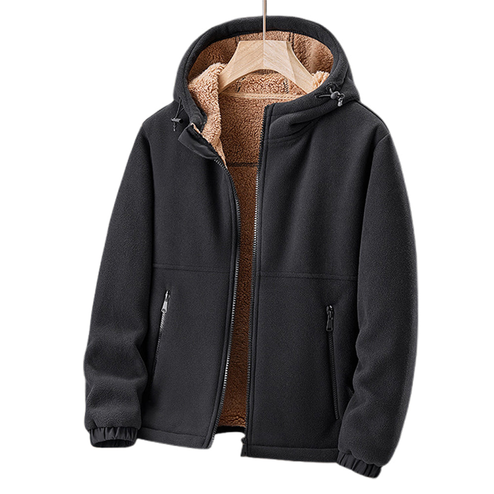 Vencel | Fleece winterjas met capuchon – Warme jas met ritszakken voor buiten en casual gebruik